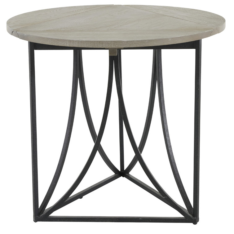 Odessa 30'' Gray Industrial Round Wood & Metal Side Table • Spoken